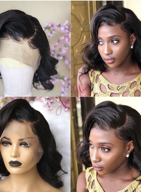 Amazon front lace big wave hair wigs short curly closure ins