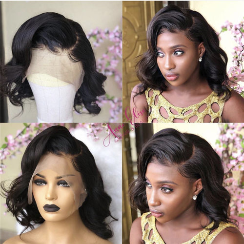 Amazon front lace big wave hair wigs short curly closure ins