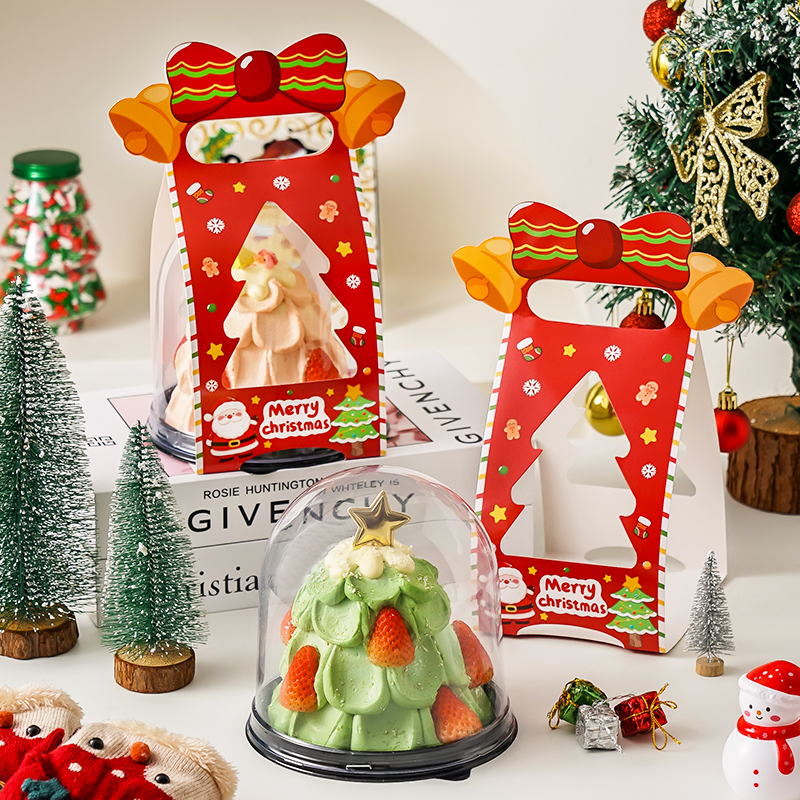 圣诞节4寸蛋糕盒手提烘焙包装盒