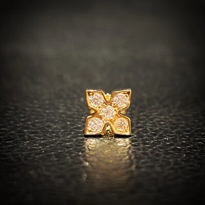 s925纯银电镀24k金十字架耳钉