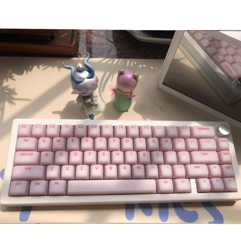 透光狼派CIY Nogi喏叽硅胶键帽软少女粉多巴胺配色原厂PBT静音键