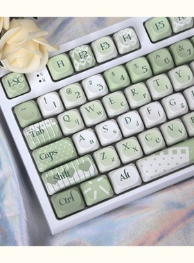 小确幸moa高度键帽奶绿色清新PBT热升华适配机械键盘hi75 f99