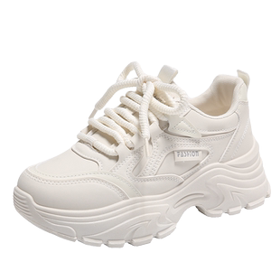 老爹鞋女2025新款春秋轻便增高运动鞋34码时尚真皮小白鞋子ins潮
