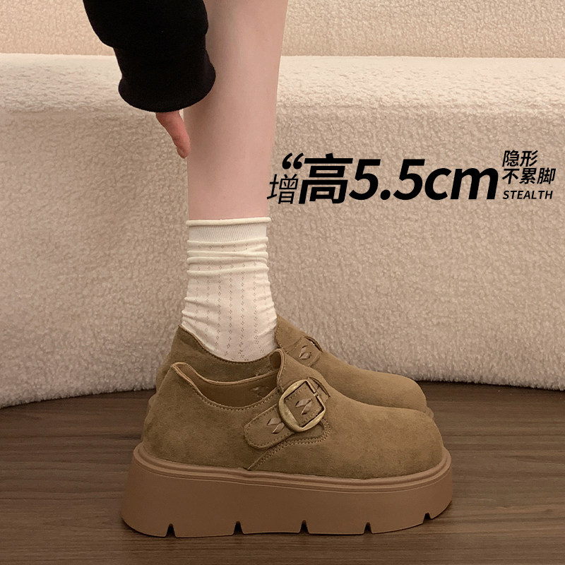 厚底勃肯鞋女2026春季新款松糕休闲皮鞋增高单鞋34码反绒皮乐福鞋,女鞋,勃肯鞋/软木鞋,淘宝优惠券,粉丝福利购,淘宝优惠卷