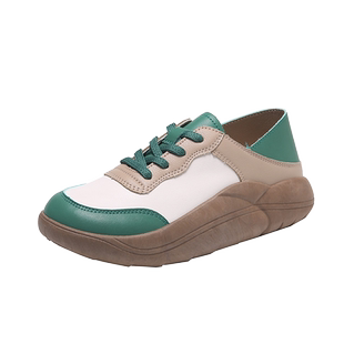 踩屎感孕妇鞋超软底脚浮肿宽松皮面运动休闲鞋春秋宽胖脚单鞋防滑