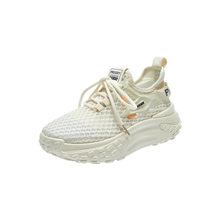 踩屎感大网眼运动鞋女夏季配裙子小白鞋小码34镂空薄款增高厚底鞋