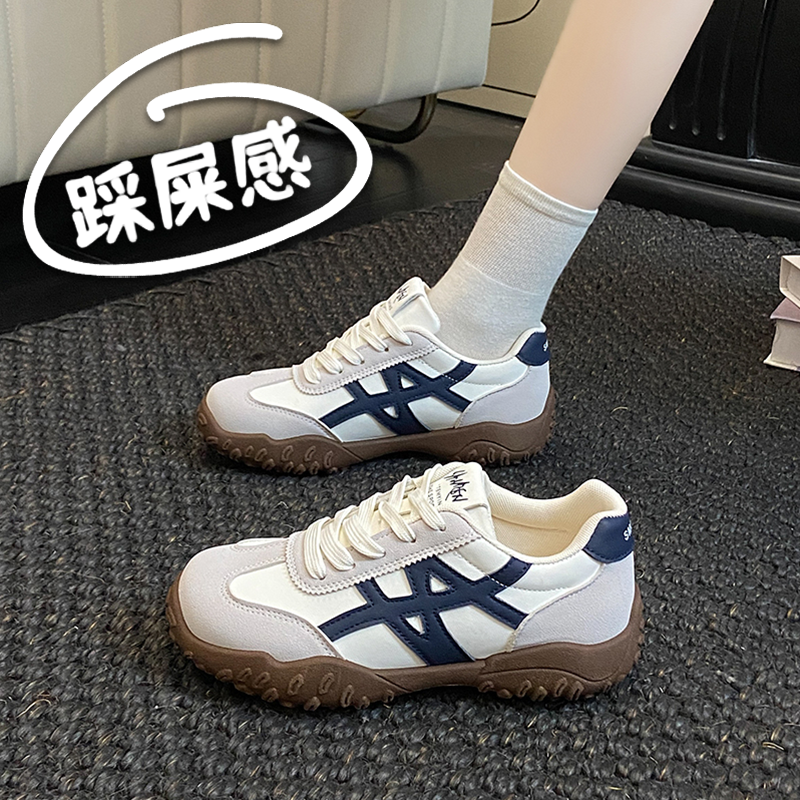 网红爆款德训运动鞋女2025秋季新款真皮小白鞋34码学生板鞋莆田鞋