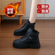 高帮棉鞋 马丁靴 防水防滑雪地靴2025新款 女冬季 黑色加绒皮面运动鞋