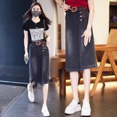 七分裤 直筒2025新款 裤 牛仔半身裙女春夏季 裙高腰宽松阔腿a字短裤