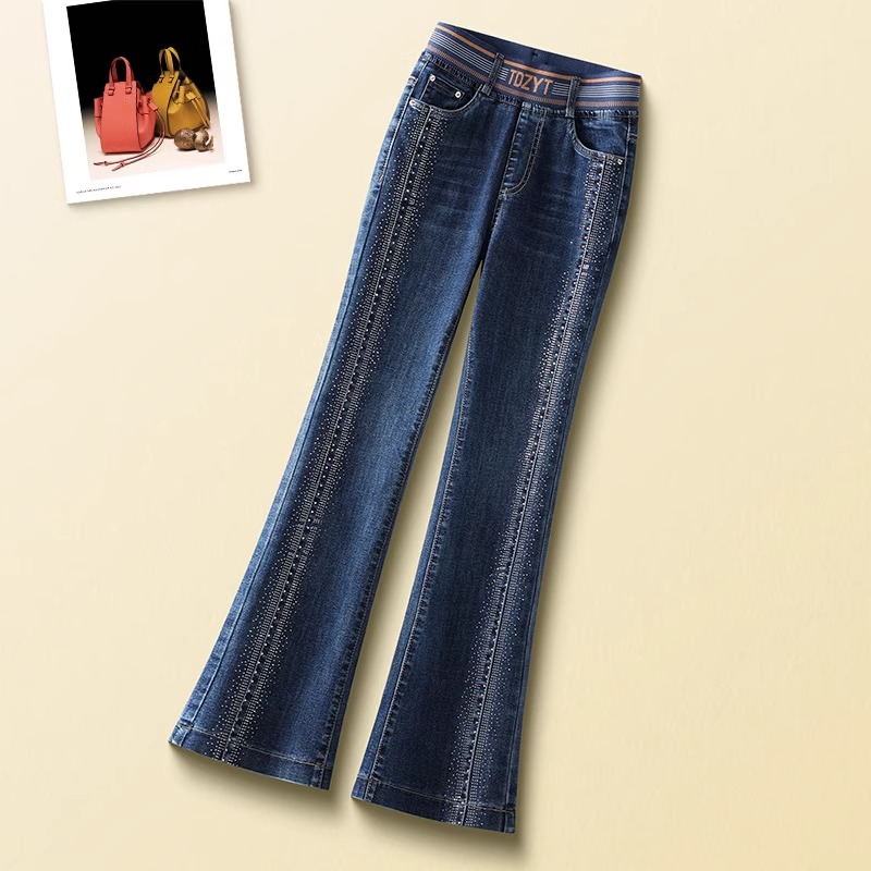 烫钻牛仔裤女2024年新款