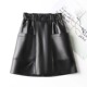 时髦pu皮裙女2025年春秋新款 松紧高腰宽松短裙黑色a型口袋半身裙