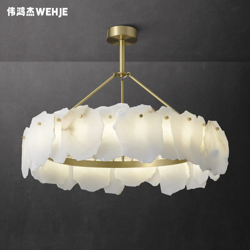 轻奢云石吊灯全铜客厅灯