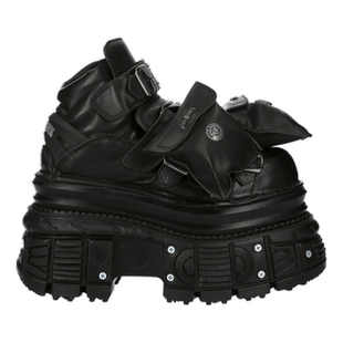 NEW ROCK新款西班牙潮牌小众设计重工机能战术口袋朋克厚底坦克鞋