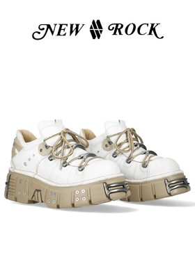 New Rock西班牙潮牌25新款做旧裂纹皮脏脏鞋复古朋克低帮厚底鞋