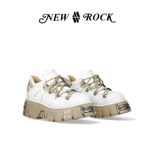 New Rock西班牙潮牌25新款做旧裂纹皮脏脏鞋复古朋克低帮厚底鞋