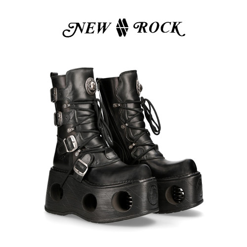 newrock朋克弹簧厚底女靴