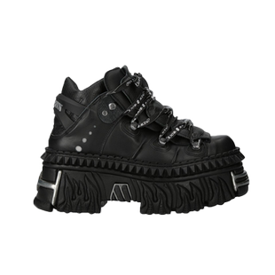 New Rock西班牙潮牌冬季新款暗黑朋克金属火焰底男女款厚底鞋