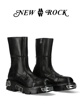 New Rock西班牙潮牌25秋冬新款暗黑朋克机械感硬核金属厚底靴