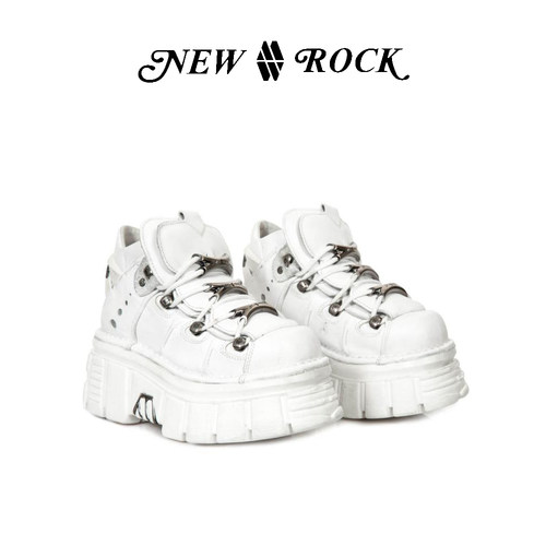 newrock厚底金属小白鞋