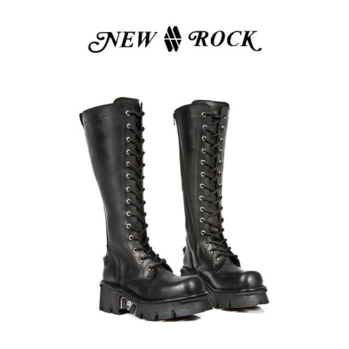 newrock官方正品手工金属情侣靴