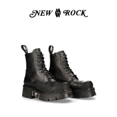 NEWROCK官方正品 西班牙进口真皮做旧手工定制简约复古厚底马丁靴