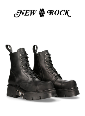 NEWROCK官方正品西班牙进口真皮做旧手工定制简约复古厚底马丁靴