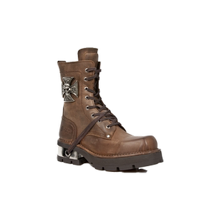 NEWROCK官方正品西班牙进口真皮手工定制金属简约中筒骑士靴男鞋