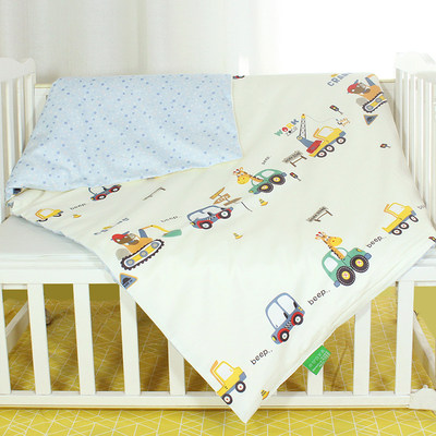 纯棉可定制单件全棉贡缎婴儿床小被套儿童可爱卡通幼儿园薄被罩