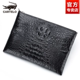 Мужская сумка с петлей на руку, упаковка, мобильный телефон, вместительный и большой бумажник, маленькая сумка клатч, крокодил, из натуральной кожи