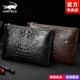 Мужская сумка с петлей на руку, упаковка, мобильный телефон, вместительный и большой бумажник, маленькая сумка клатч, крокодил, из натуральной кожи