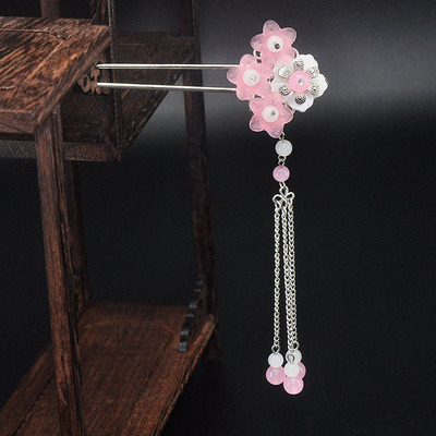 步摇头饰贝壳发簪古风流苏发钗