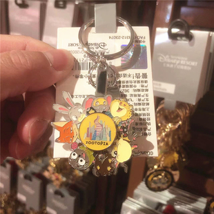 上海迪士尼乐园国内代购 疯狂动物城朱迪旋转钥匙扣尼克金属钥匙圈