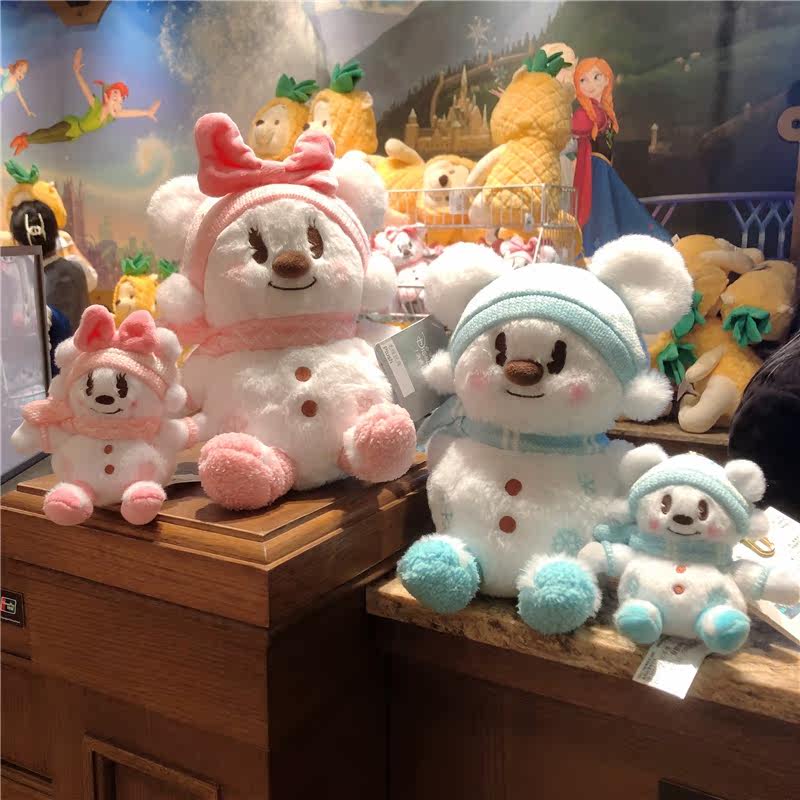 上海迪士尼乐园国内代购2022圣诞米奇雪人毛绒公仔米妮挂件钥匙扣