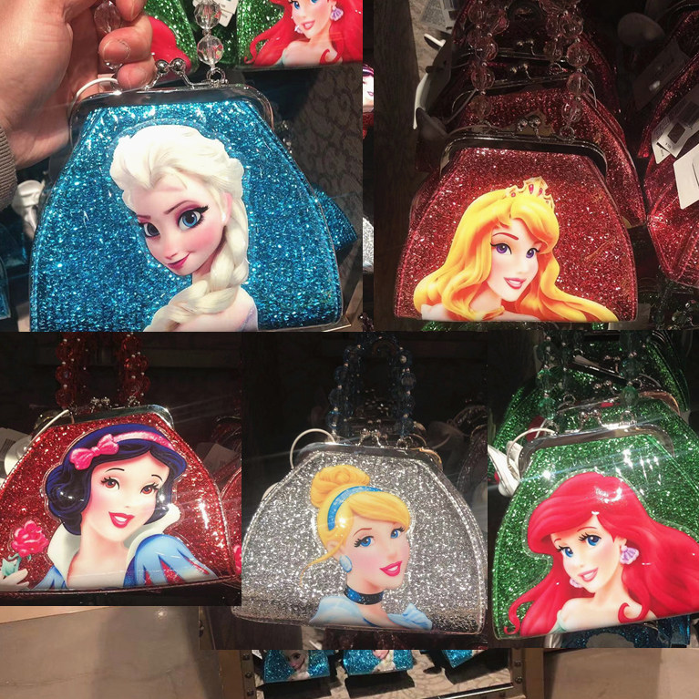 上海迪士尼乐园国内代购艾莎公主手拎包儿童白雪美人鱼过家家包