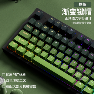 atkrs6 腹灵抹茶正刻键帽高含量PBT渐变透光OEM高度键盘键帽atk68