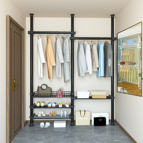 酋长家免打孔复合钢置地挂衣架