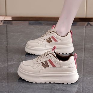 2025春秋新款 增高松糕鞋 皮面休闲运动鞋 跑步鞋 厚底女鞋 老爹鞋 板鞋