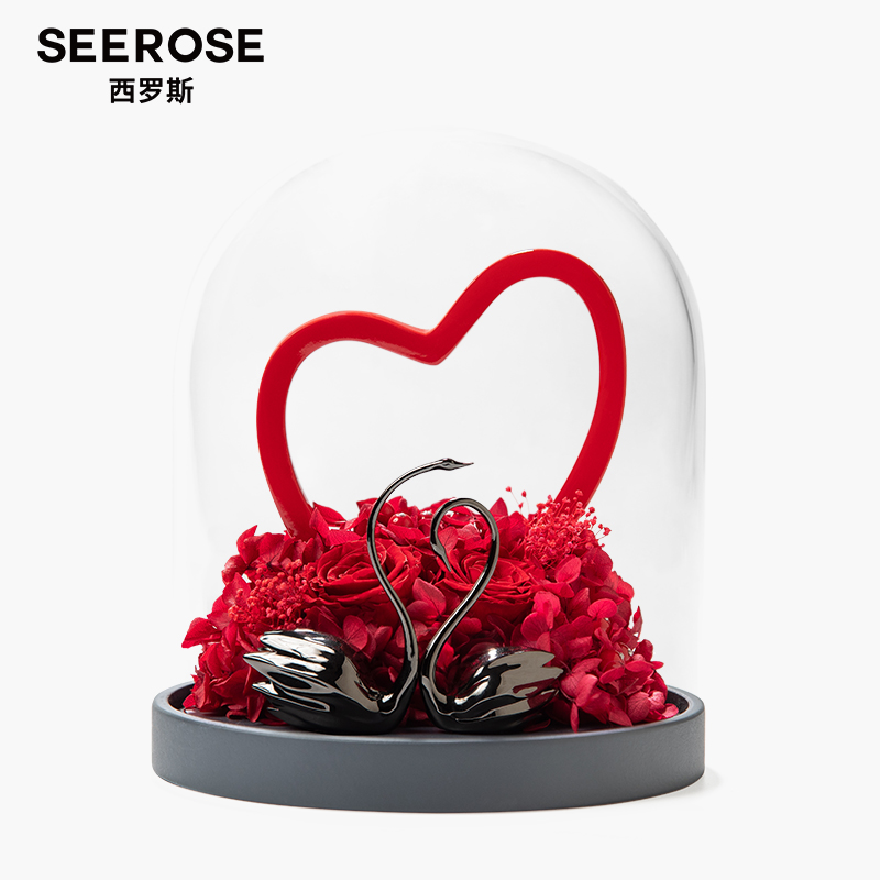 SEEROSE天鹅永生花玫瑰摆件礼物