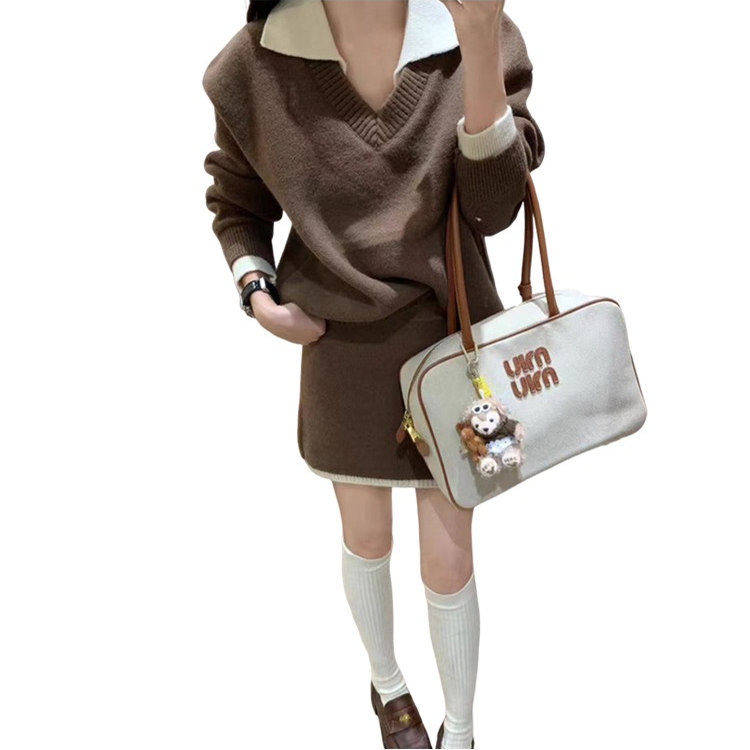 针织毛衣连衣裙子女秋冬