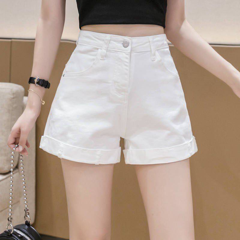 新款a白色显瘦2025夏季卷边春装宽松字女牛仔短裤热裤高腰辣妹