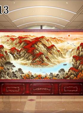 中式实木屏风客厅隔间进门遮挡公司办公室玄关简约双面鸿运当头