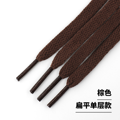 棕色鞋带绳扁平圆形运动休闲鞋