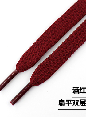 酒红色鞋带绳扁平圆形运动休闲鞋
