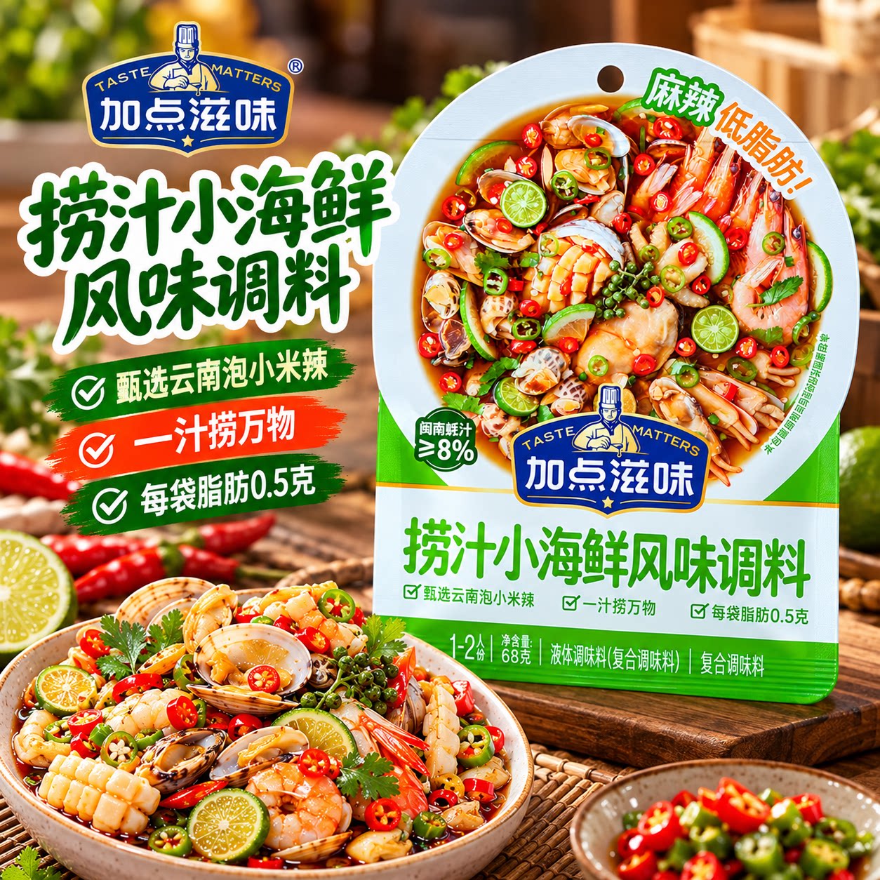 加点滋味低脂捞汁小海鲜调料凉拌汁生腌大虾海鲜料汁蘸料60g中鹏