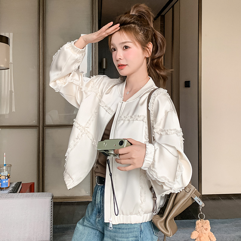 2025春装新款木耳花边棒球服短外套女R2C086-2510P145K218