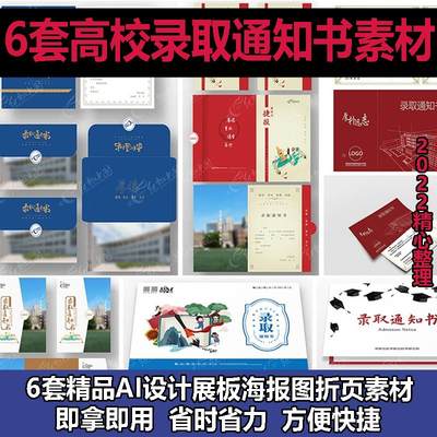 学校高校入学录取通知书AI矢量设计展板海报图折页模板素材电子版