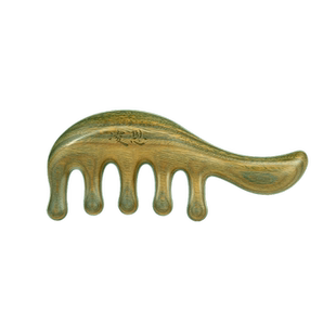 绿檀木头皮按摩梳头部疏通经络梳子五经刮痧头疗天然加厚宽齿梳