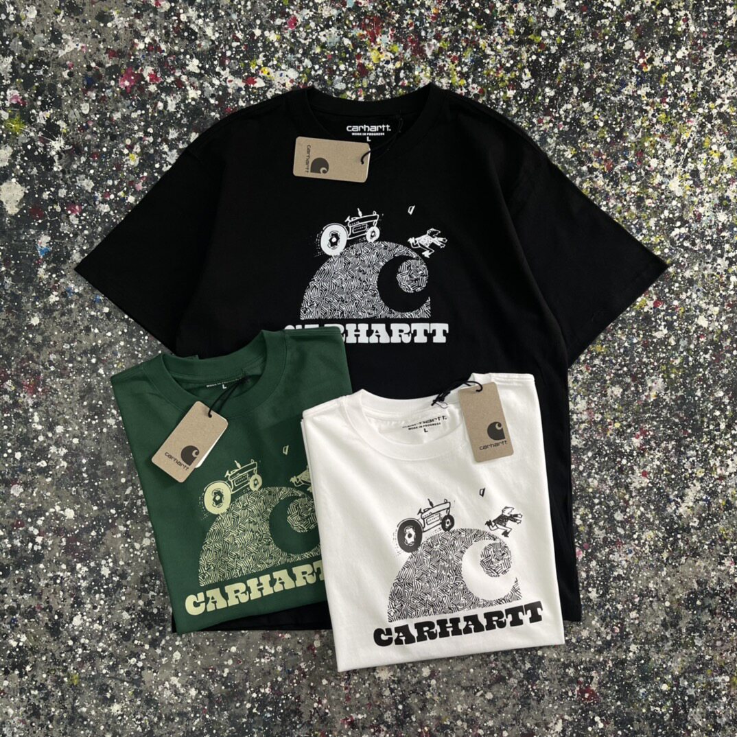 carhartt wip 卡哈特工装潮牌斑马logo拖拉机图案宽松风短袖t恤
