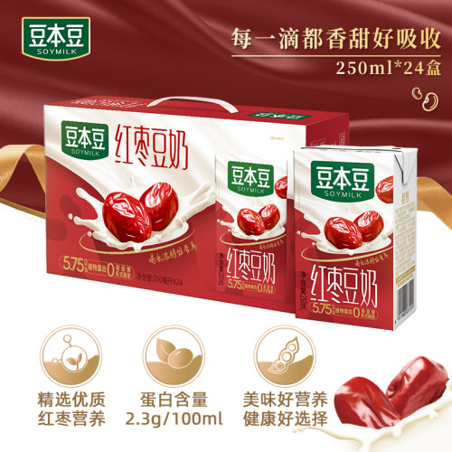 豆本豆唯甄红枣豆奶250ml*24盒
