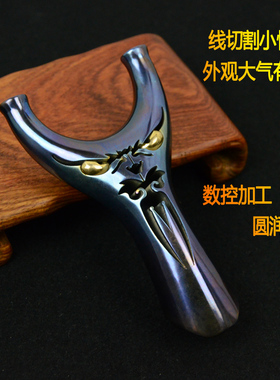 高端飞虎小怪兽钛合金弹弓高准度圆撑头户外大威力烤蓝天罡扁皮弓